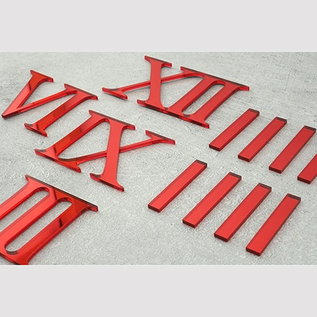 Czerwone lustrzane cyfry rzymskie arabskie i znaczniki - kolekcja