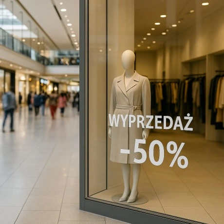 Naklejka napisy na witrynę sklepu wyprzedaż