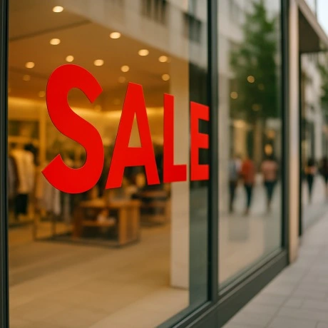 Naklejka promocyjna na witrynę sklepu SALE wyprzedaż