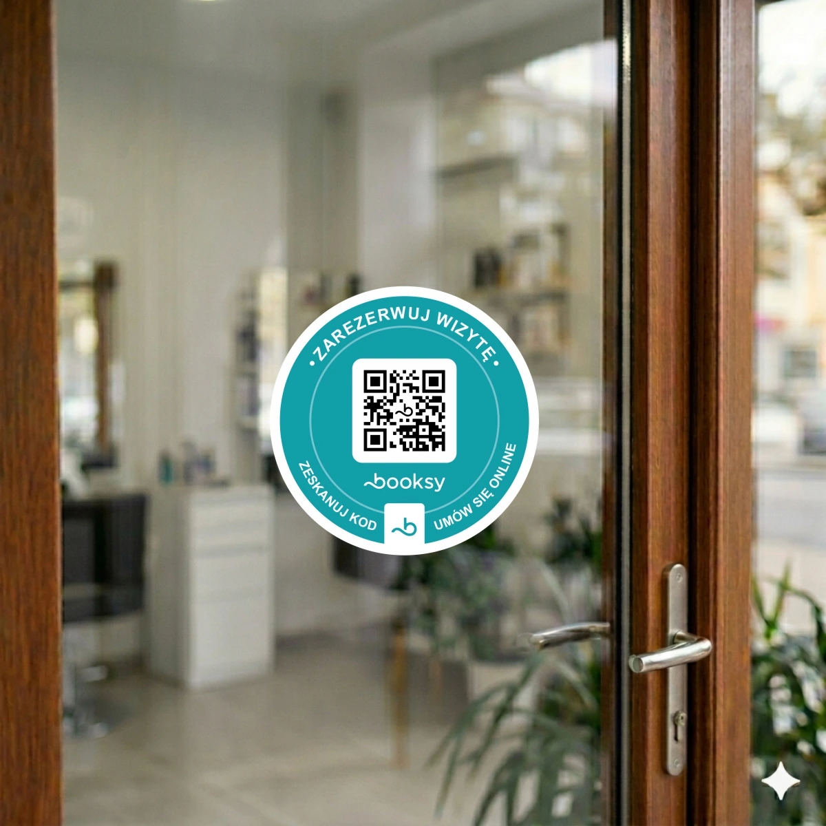 Naklejka umów wizytę Booksy QR kod