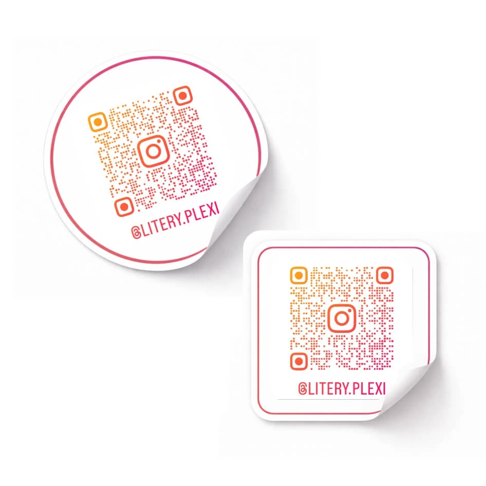 Naklejki Instagram na szybę witrynę z QR kodem