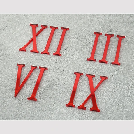 Rzymskie cyfry w kolorze czerwone lustro  - rozdzielone cyfry
