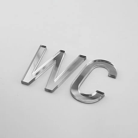 Symbol WC oznaczenie toalety kolor srebrne lustro