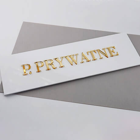 Tabliczka na drzwi pomieszczenie prywatne złote litery