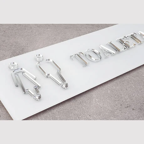 Tabliczka toaleta damsko-męska z postaciami srebrne lustro