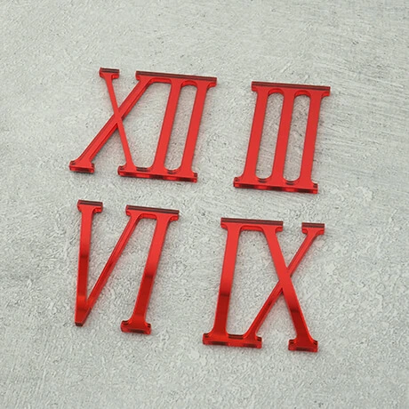 Wąskie rzymskie cyfry w kolorze czerwone lustro