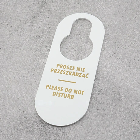 Zawieszka hotelowa na klamkę złote napisy